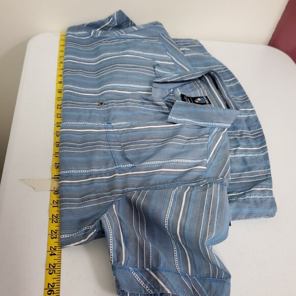 Kuhl Mens Suncel Short Sleeve Button Up Shirt Size L Blue Striped Office Career - Picture 6 of 9